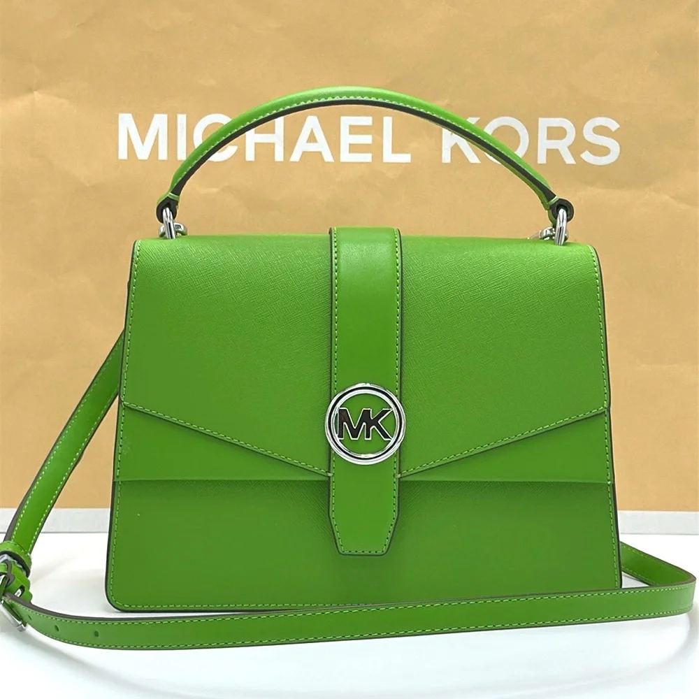 Michael Kors Greenwich Medium Saffiano Leather Satchel Crossbody Shoulder Bag - Picture 3 of 16